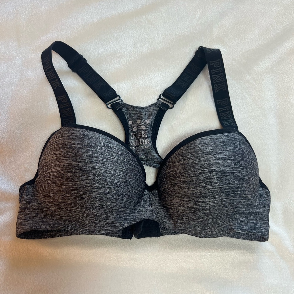 PINK Victoria's Secret Heathered Black Bra Size XS‎